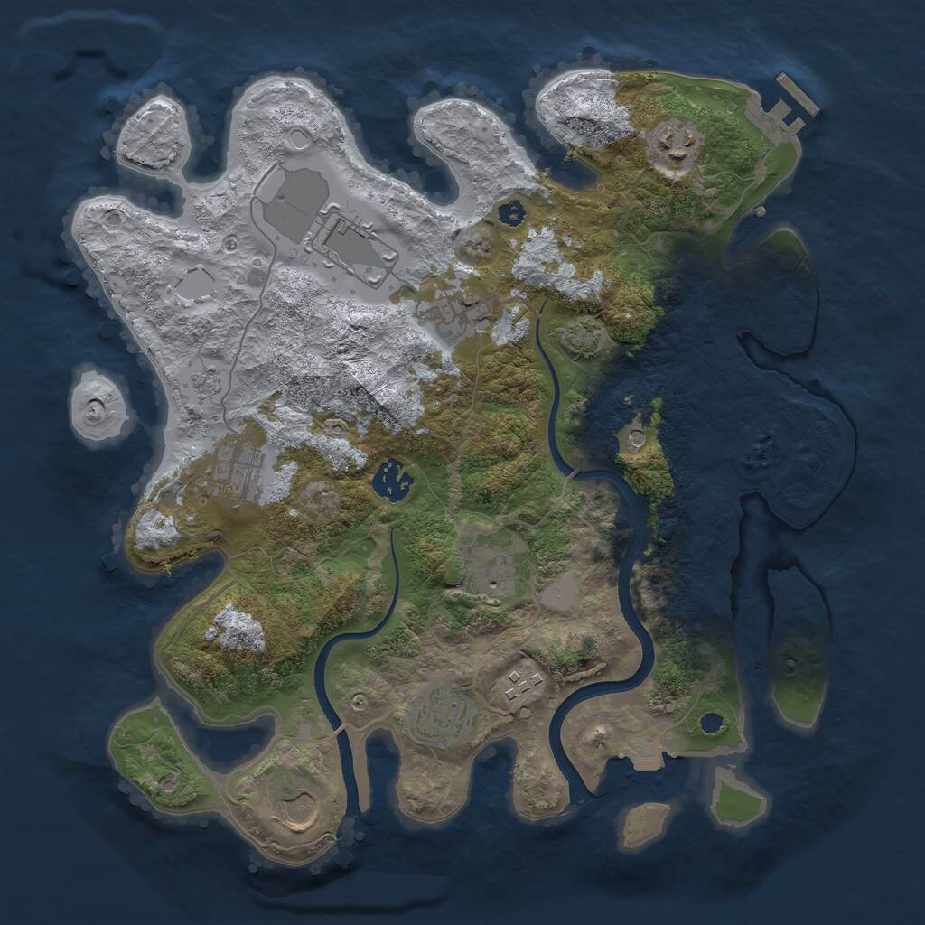 Rust Map: Procedural Map, Size: 3500, Seed: 4569812, 14 Monuments