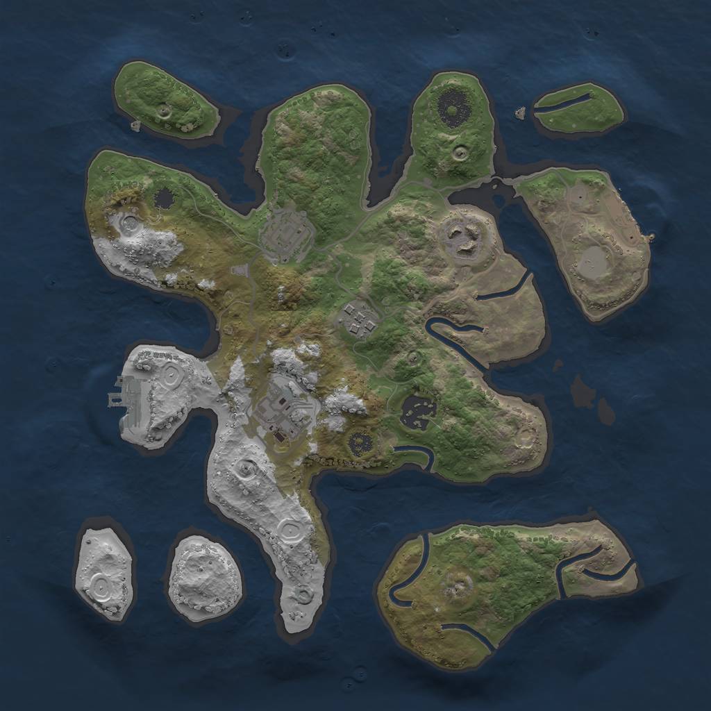 Rust Map: Procedural Map, Size: 3000, Seed: 312200677, 13 Monuments