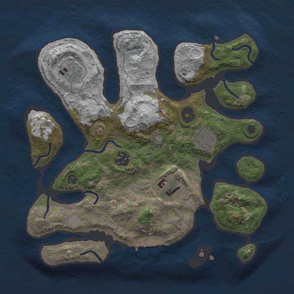 Rust Map: Procedural Map, Size: 3000, Seed: 975283, 11 Monuments