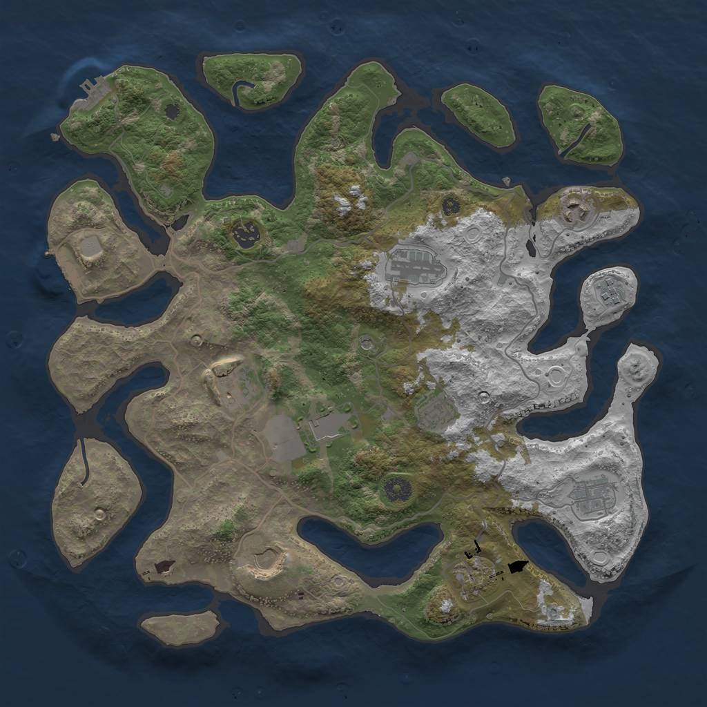 Rust Map: Procedural Map, Size: 4000, Seed: 2021110488, 18 Monuments
