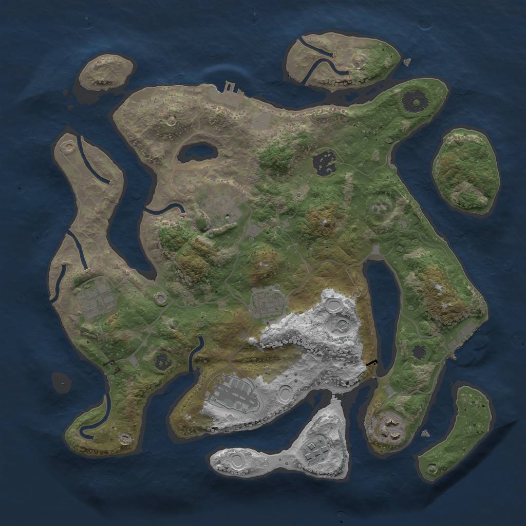 Rust Map: Procedural Map, Size: 3300, Seed: 414586901, 15 Monuments