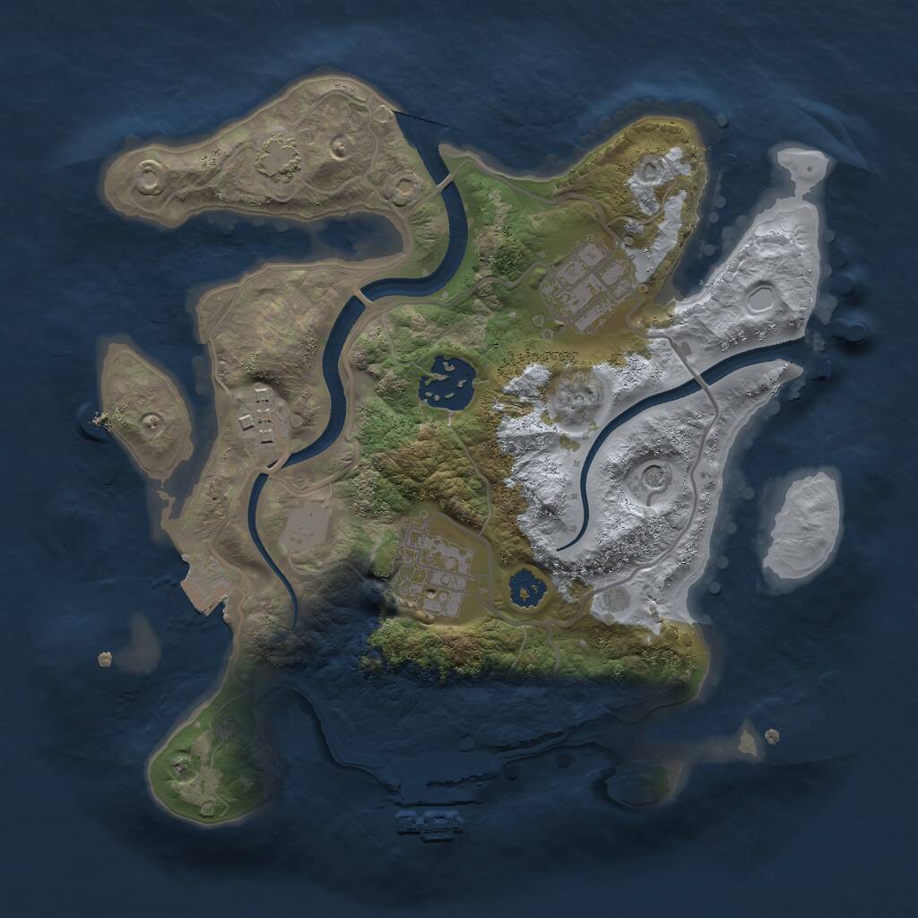 Rust Map: Procedural Map, Size: 2500, Seed: 5666, 8 Monuments