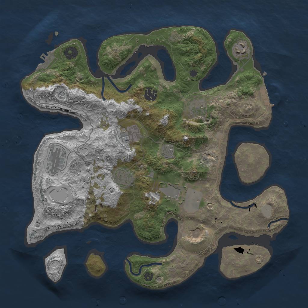 Rust Map: Procedural Map, Size: 3500, Seed: 411847360, 17 Monuments
