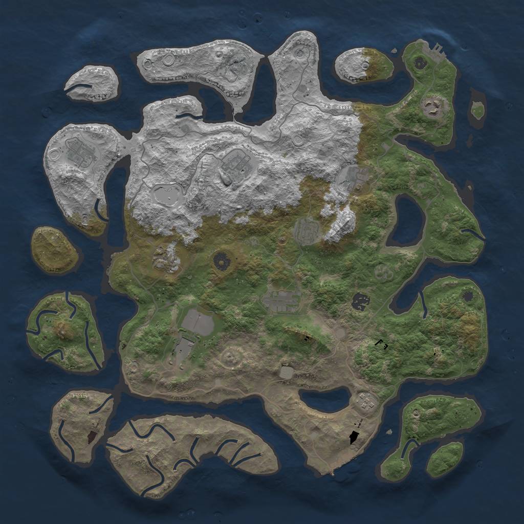 Rust Map: Procedural Map, Size: 4500, Seed: 68468410, 18 Monuments