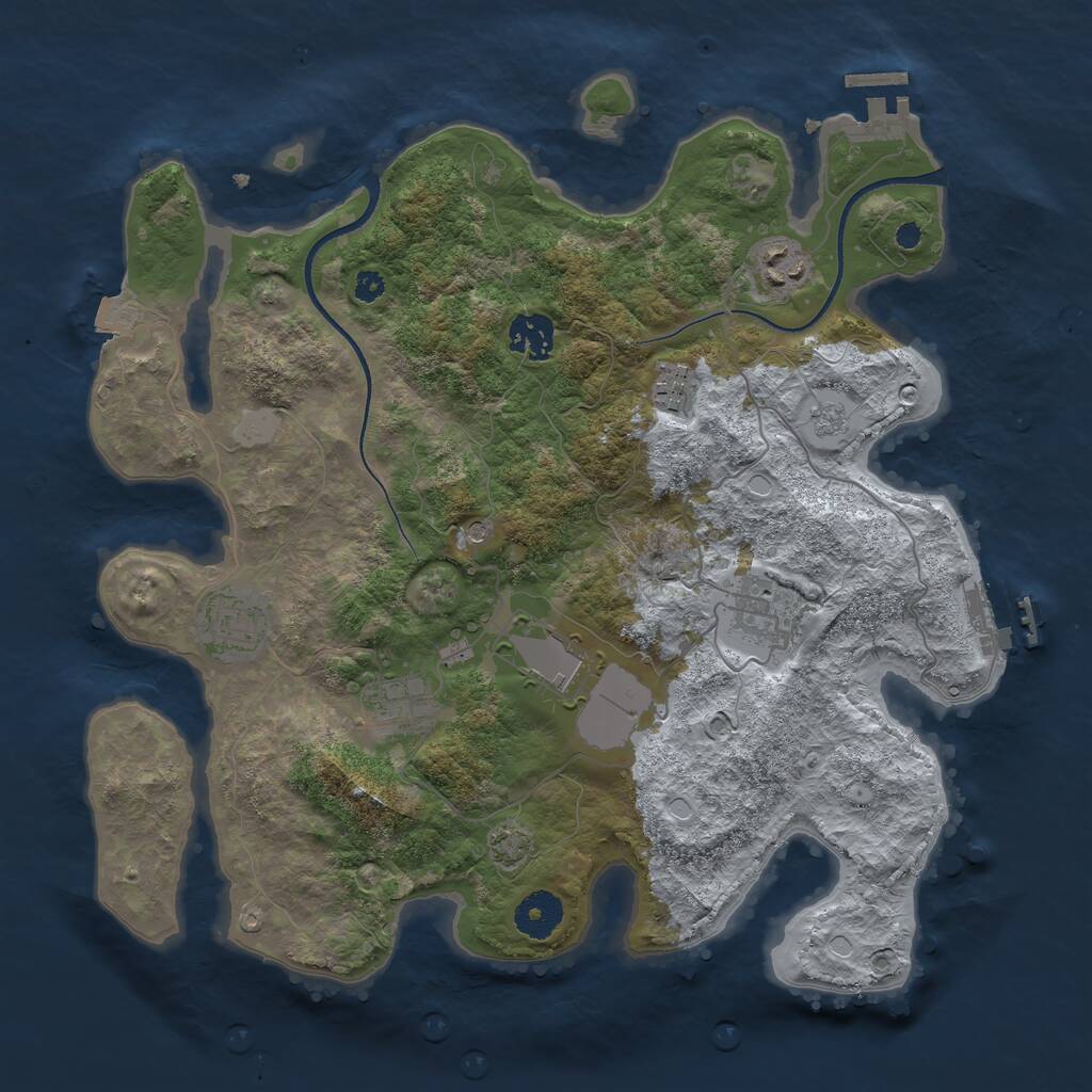 Rust Map: Procedural Map, Size: 3500, Seed: 1425362999, 13 Monuments