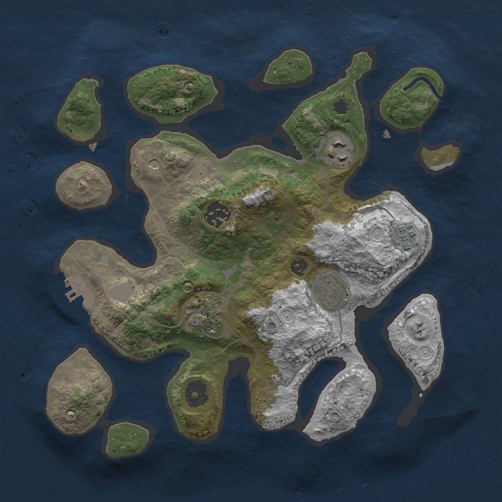 Rust Map: Procedural Map, Size: 3000, Seed: 921718, 12 Monuments
