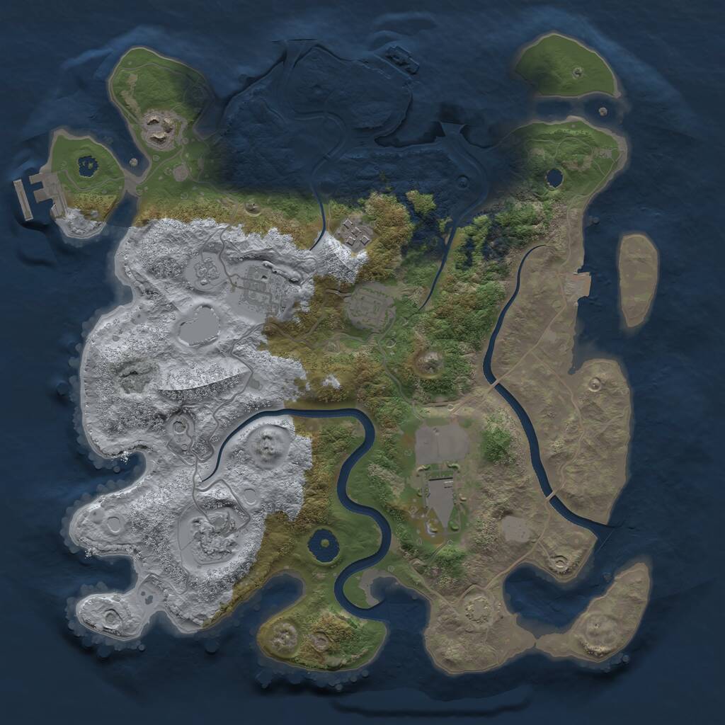 Rust Map: Procedural Map, Size: 3500, Seed: 938499381, 12 Monuments