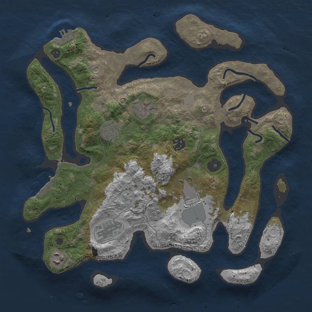 Rust Map: Procedural Map, Size: 3500, Seed: 1675054030, 15 Monuments
