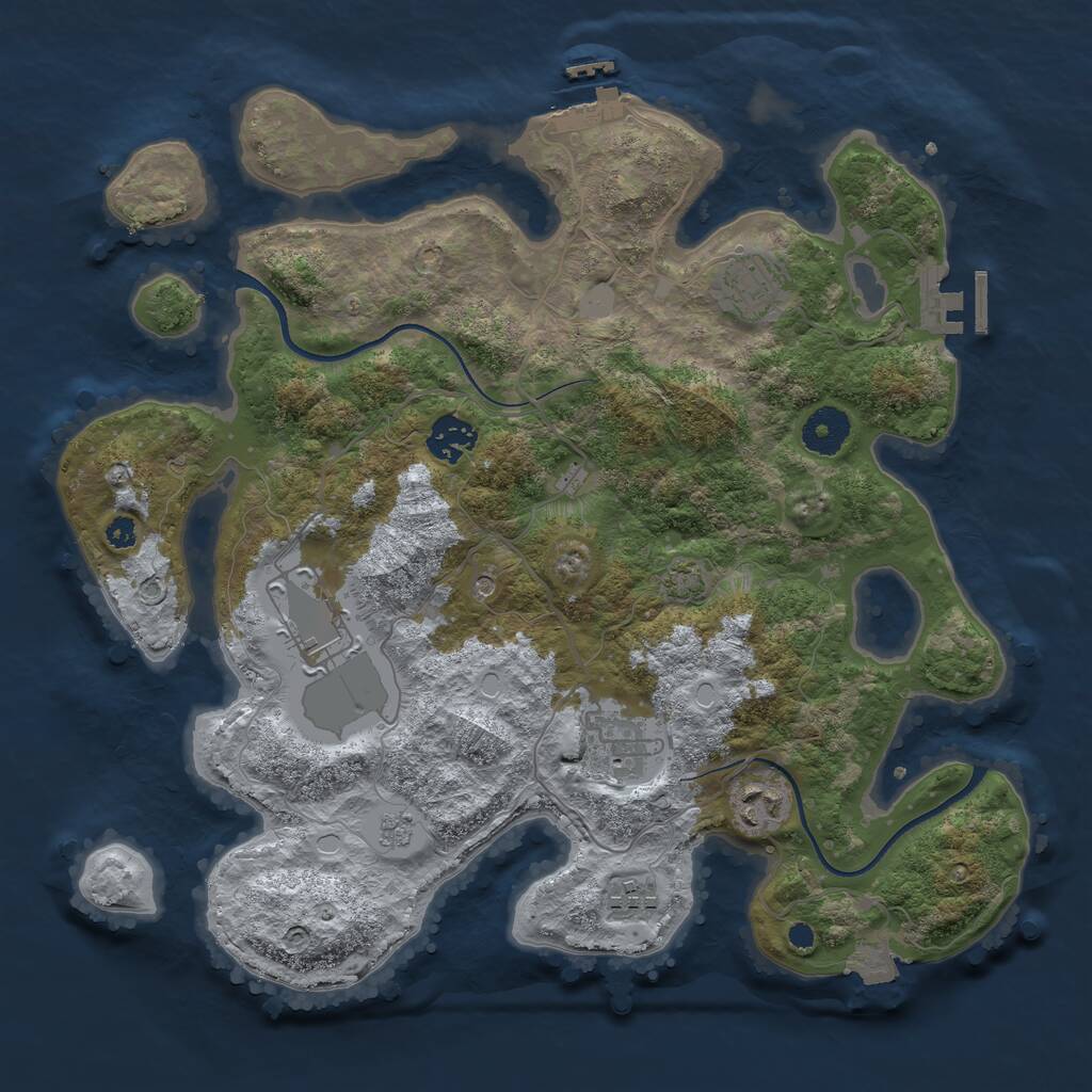 Rust Map: Procedural Map, Size: 3500, Seed: 1321, 12 Monuments