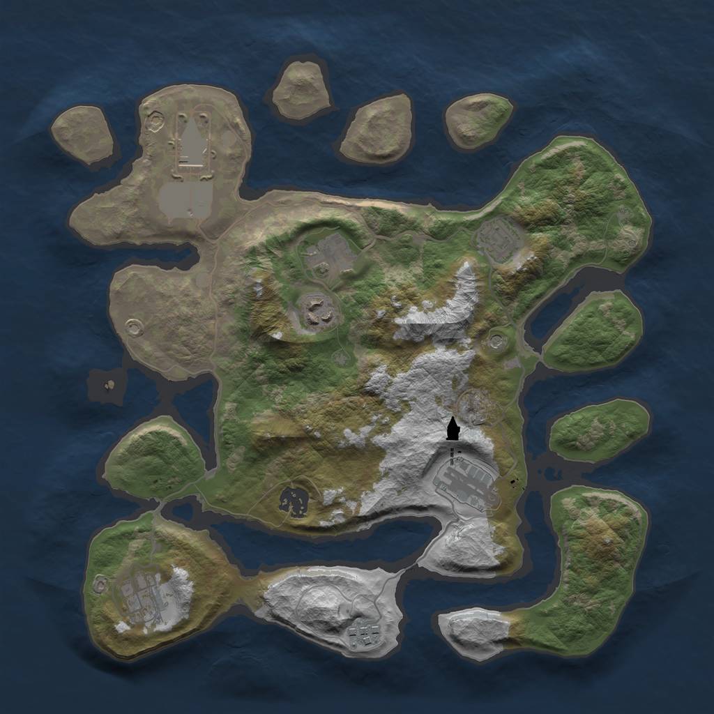 Rust Map: Barren, Size: 3500, Seed: 458745962, 11 Monuments