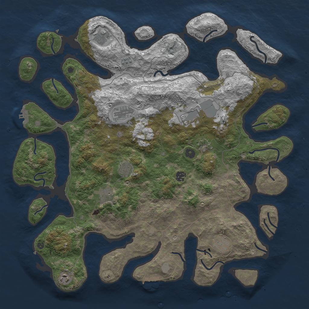 Rust Map: Procedural Map, Size: 4607, Seed: 1, 18 Monuments
