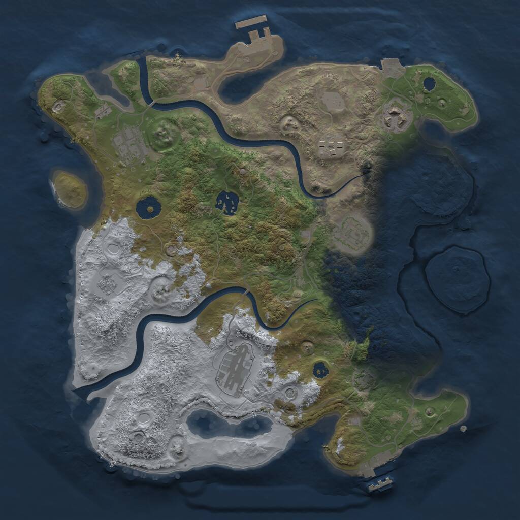 Rust Map: Procedural Map, Size: 3300, Seed: 1650934656, 12 Monuments