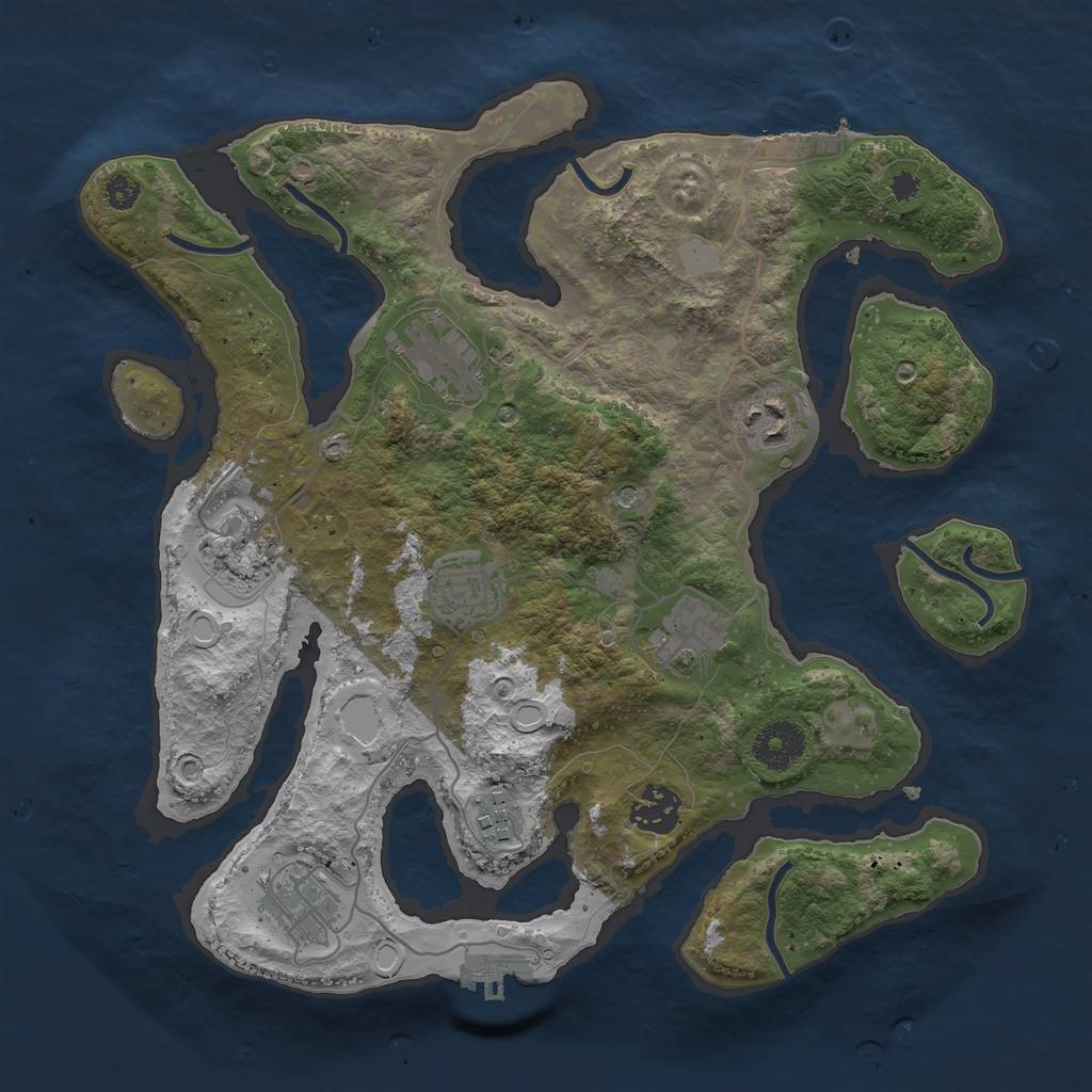Rust Map: Procedural Map, Size: 3300, Seed: 1650934656, 16 Monuments