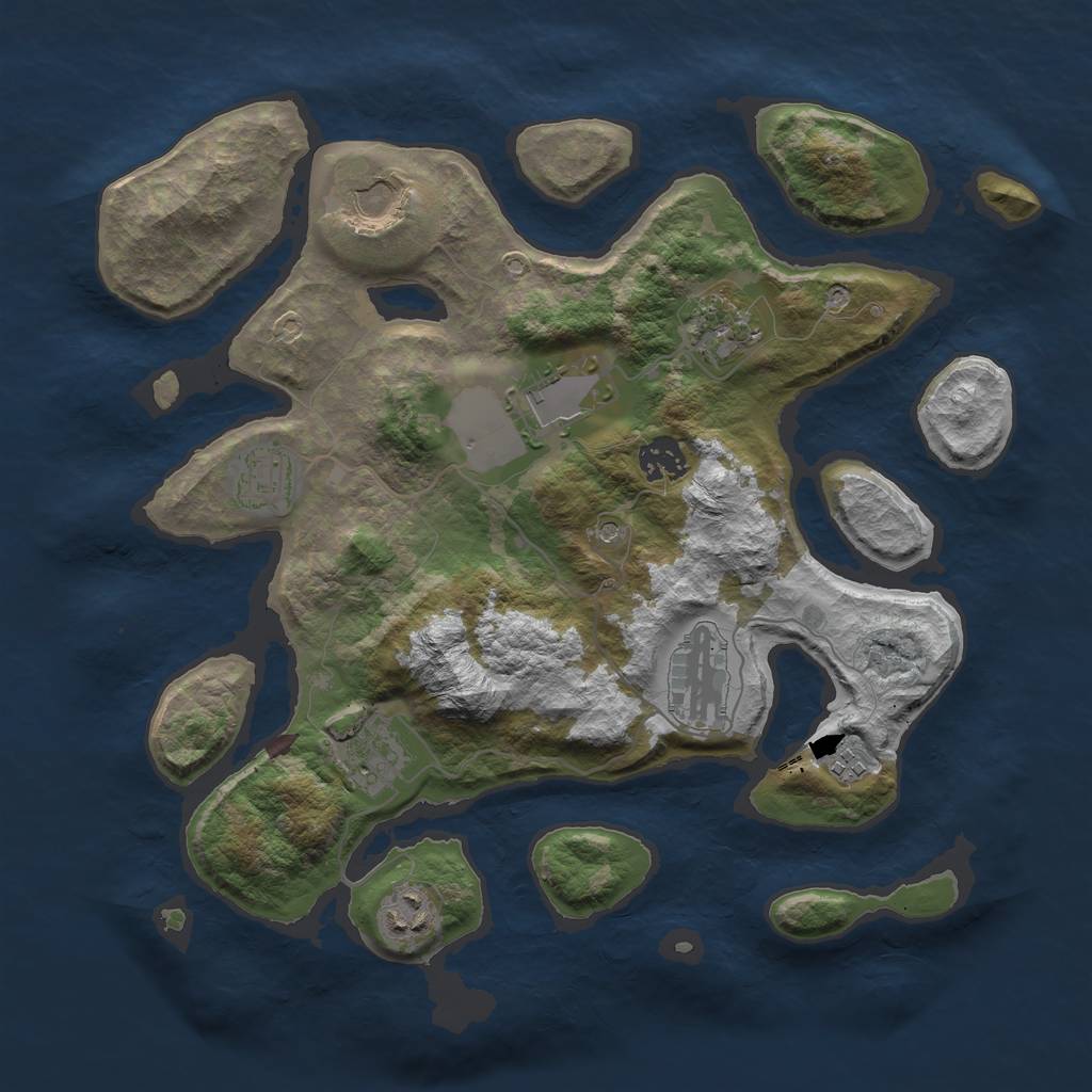 Rust Map: Barren, Size: 3500, Seed: 1769448696, 12 Monuments