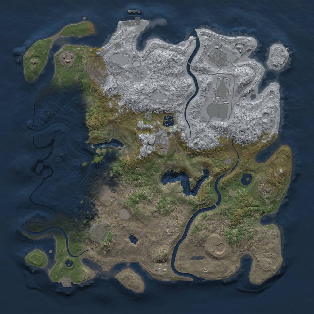 Rust Map: Procedural Map, Size: 4000, Seed: 60274, 16 Monuments