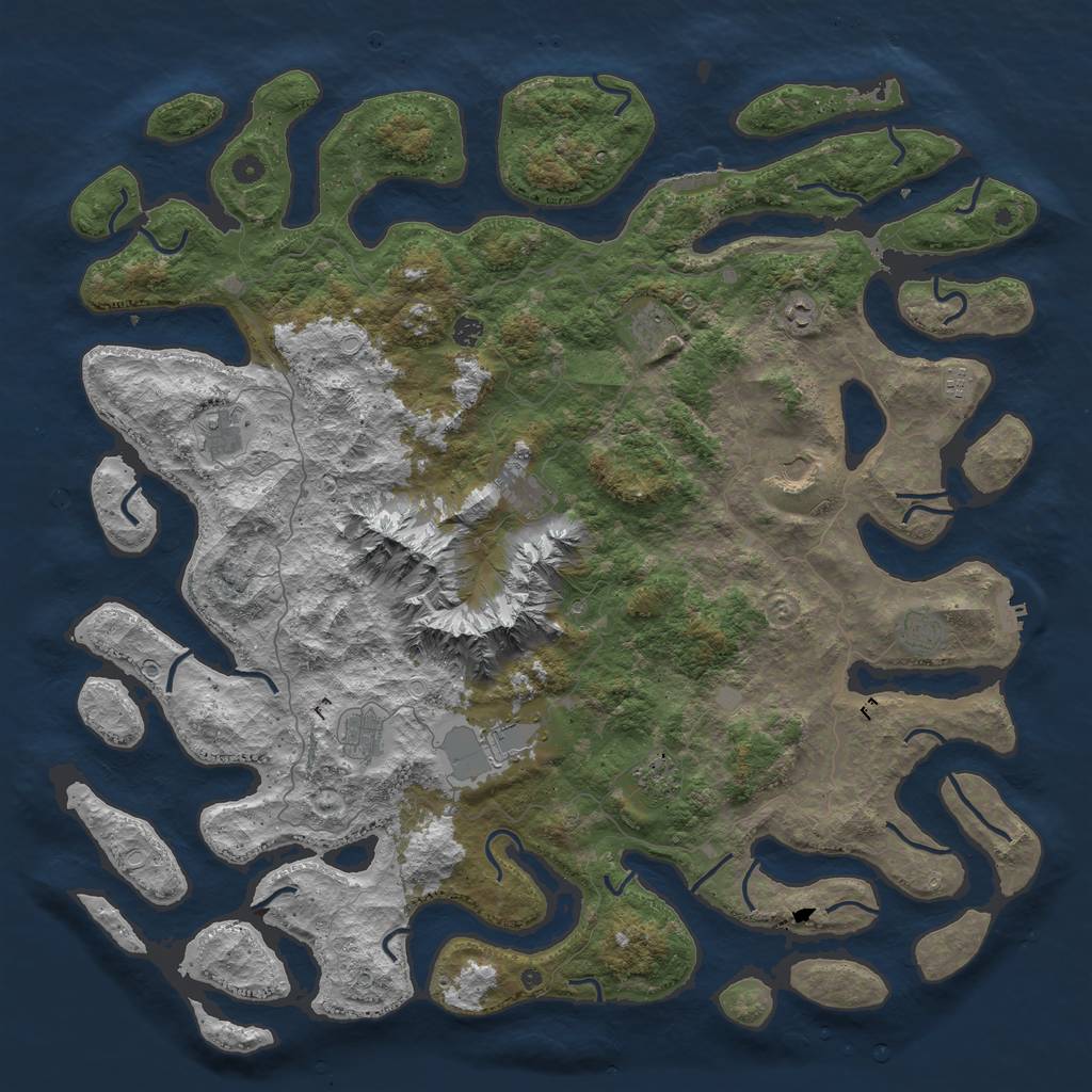 Rust Map: Procedural Map, Size: 5500, Seed: 7273500, 19 Monuments
