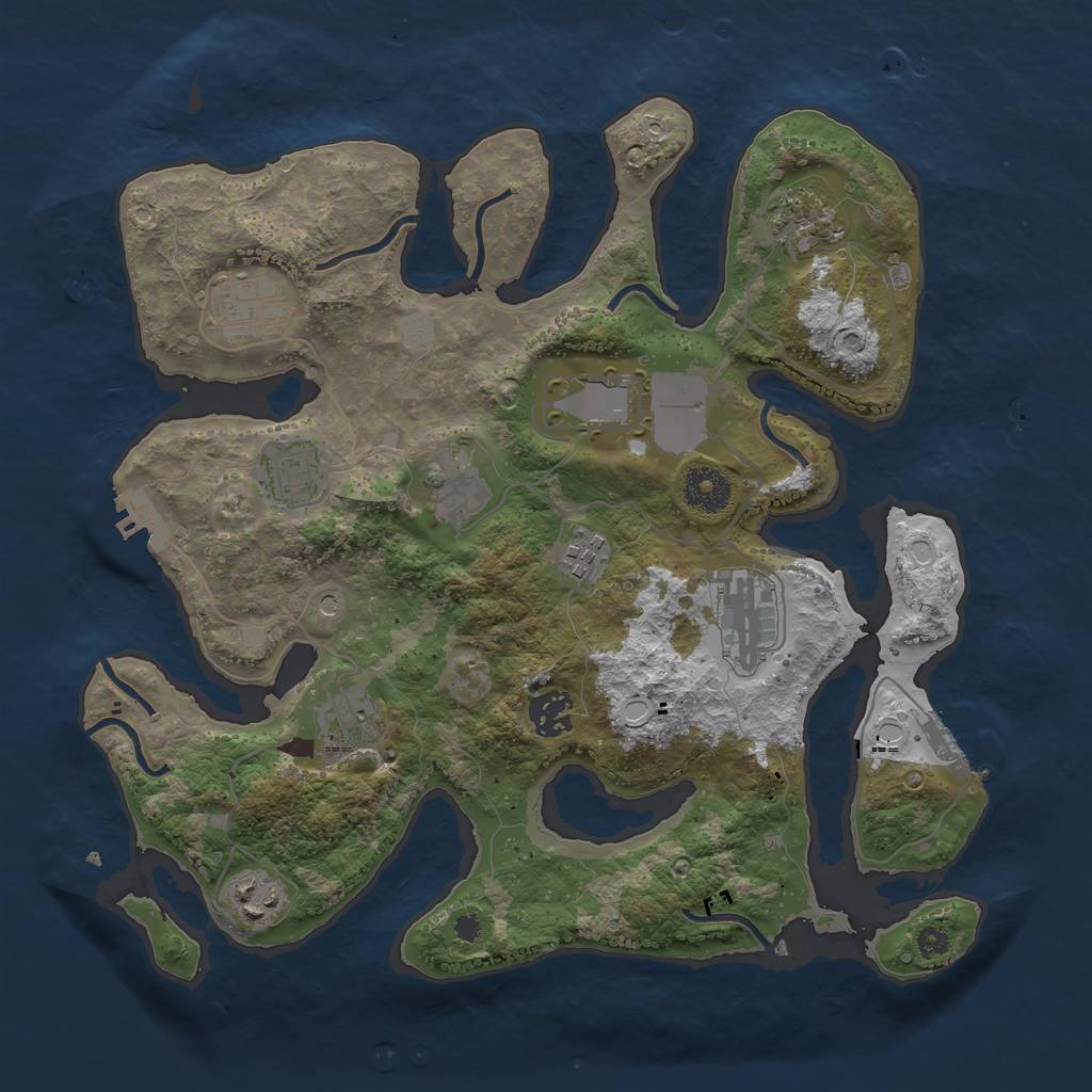 Rust Map: Procedural Map, Size: 3507, Seed: 4, 18 Monuments