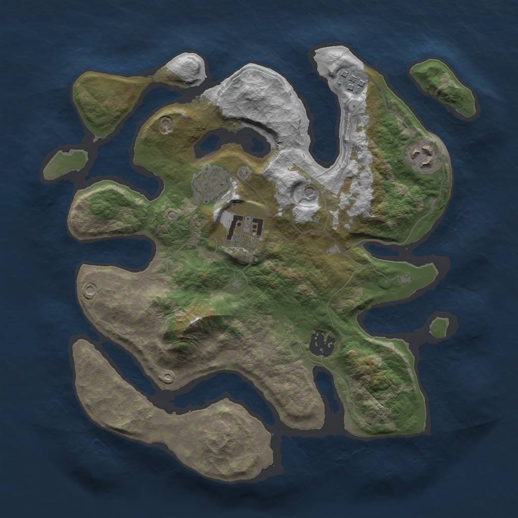 Rust Map: Barren, Size: 3000, Seed: 490376, 8 Monuments