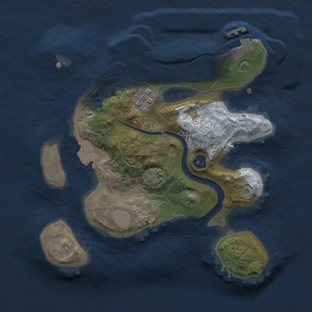Rust Map: Procedural Map, Size: 2250, Seed: 65445645, 5 Monuments