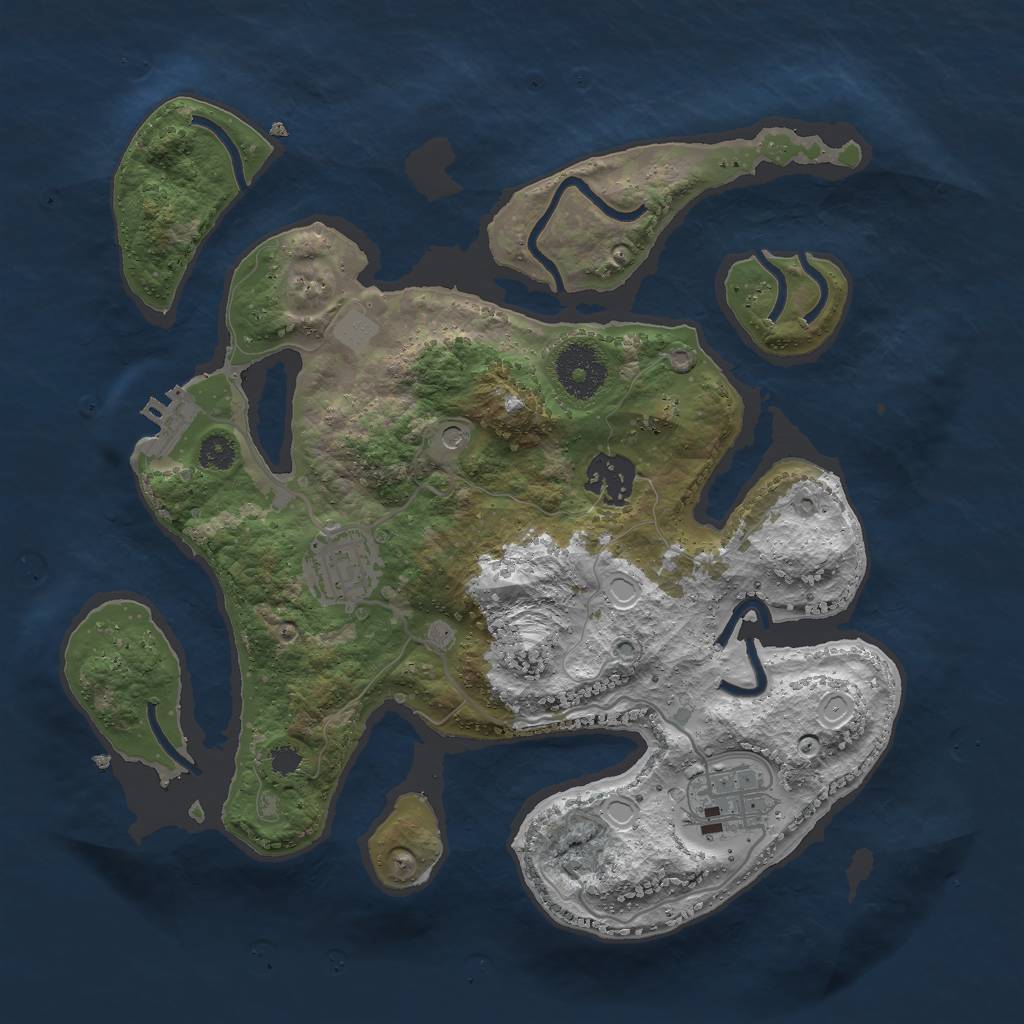 Rust Map: Procedural Map, Size: 3000, Seed: 1680819880, 10 Monuments