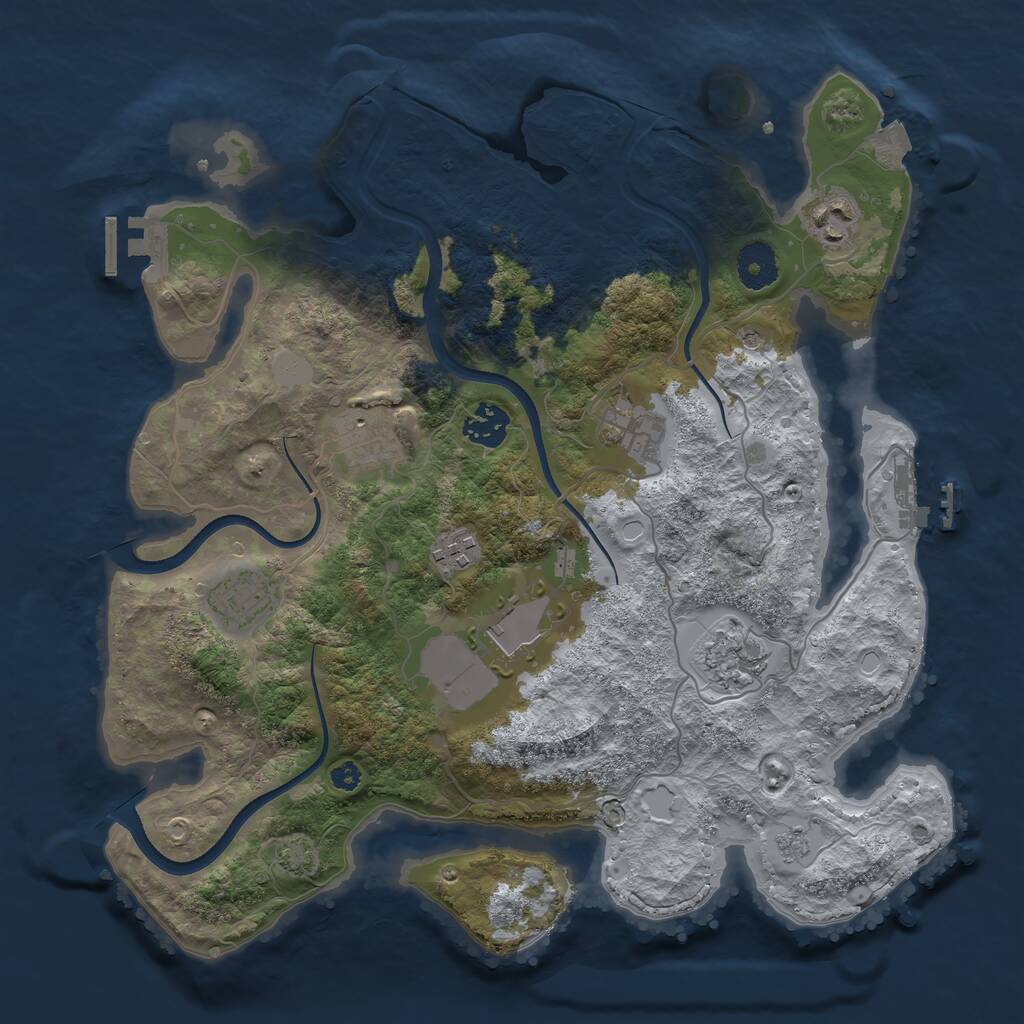 Rust Map: Procedural Map, Size: 3500, Seed: 444576634, 14 Monuments