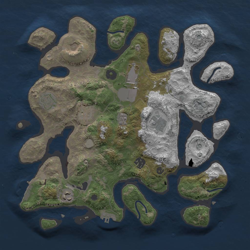 Rust Map: Procedural Map, Size: 3500, Seed: 10454622, 16 Monuments