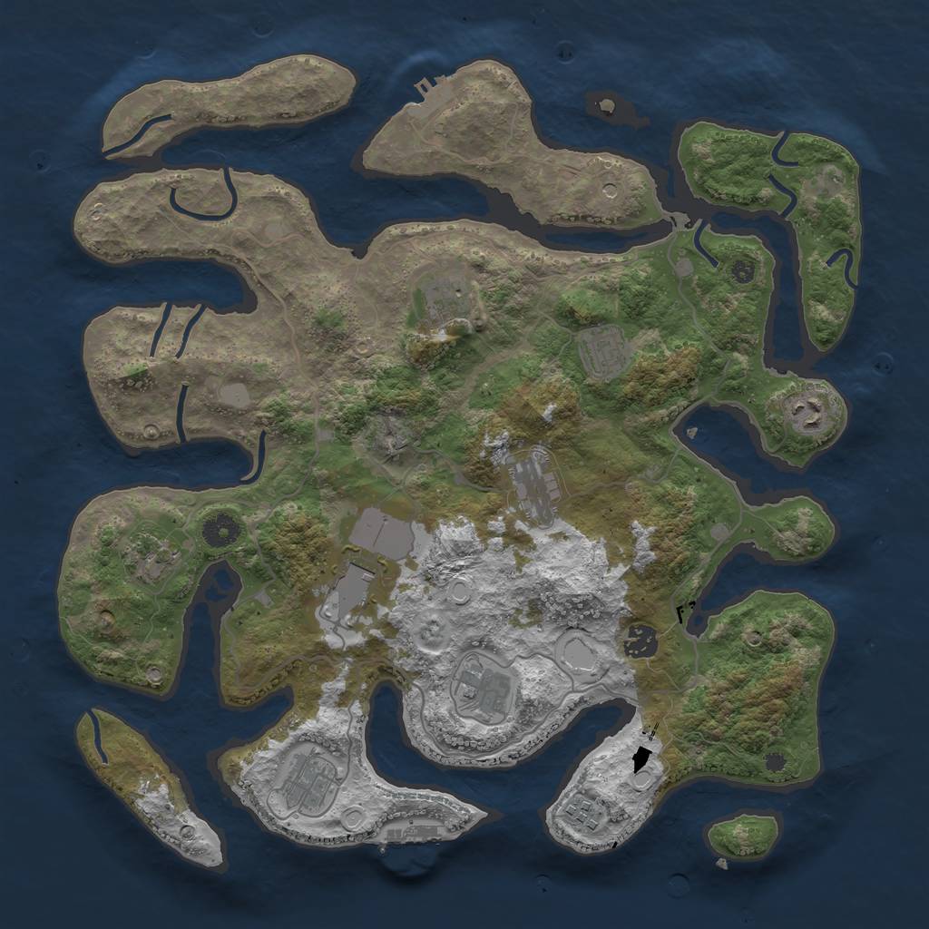 Rust Map: Procedural Map, Size: 4000, Seed: 1329273819, 18 Monuments