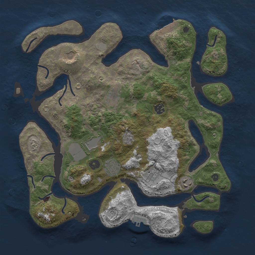 Rust Map: Procedural Map, Size: 3700, Seed: 247865, 16 Monuments