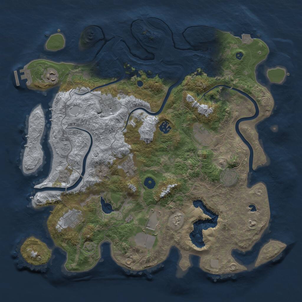 Rust Map: Procedural Map, Size: 4000, Seed: 84564931, 14 Monuments