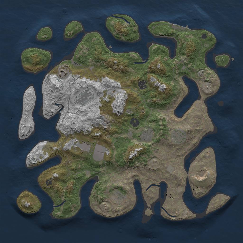 Rust Map: Procedural Map, Size: 4000, Seed: 84564931, 16 Monuments
