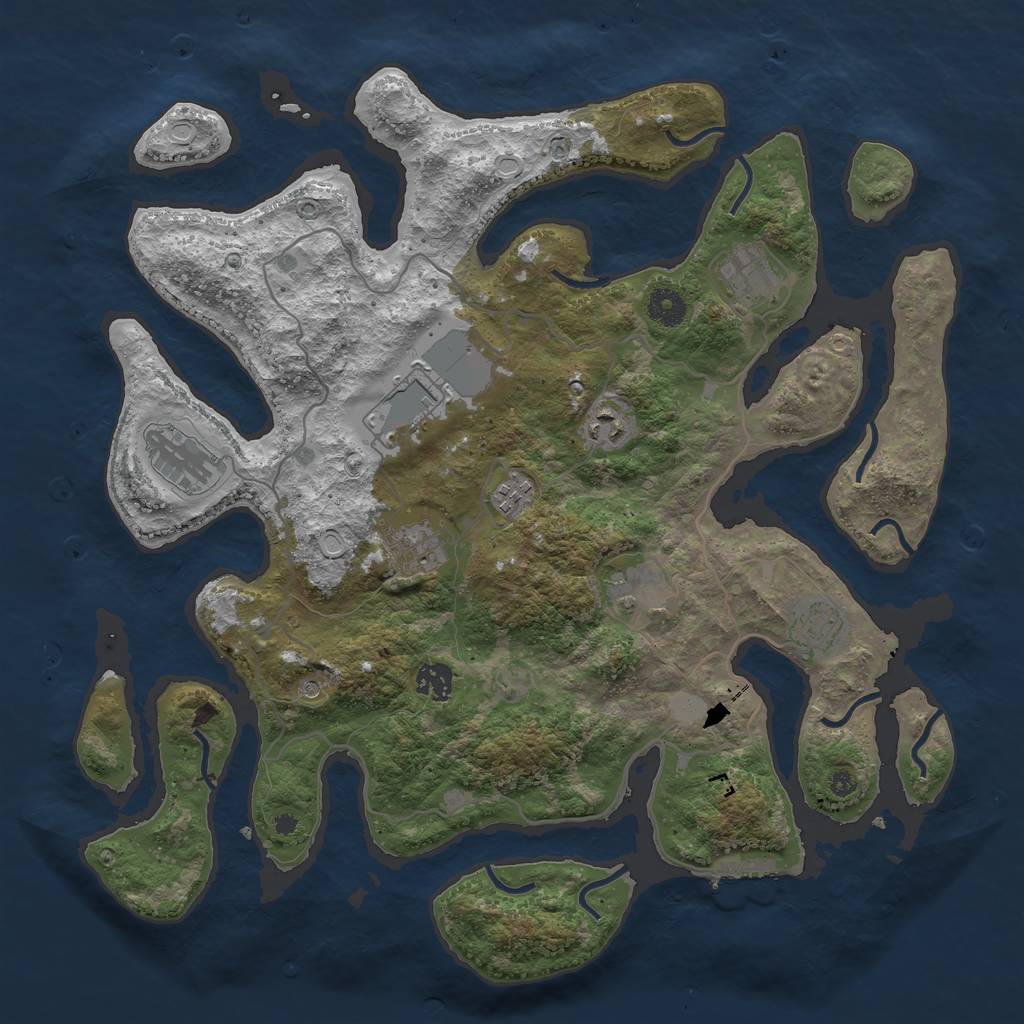 Rust Map: Procedural Map, Size: 4000, Seed: 606478866, 16 Monuments