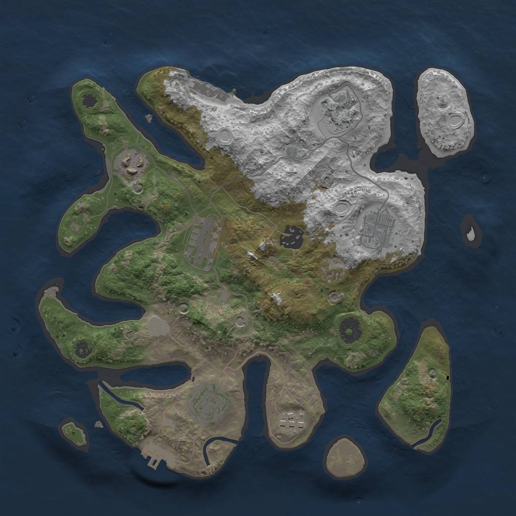 Rust Map: Procedural Map, Size: 3200, Seed: 987654, 15 Monuments