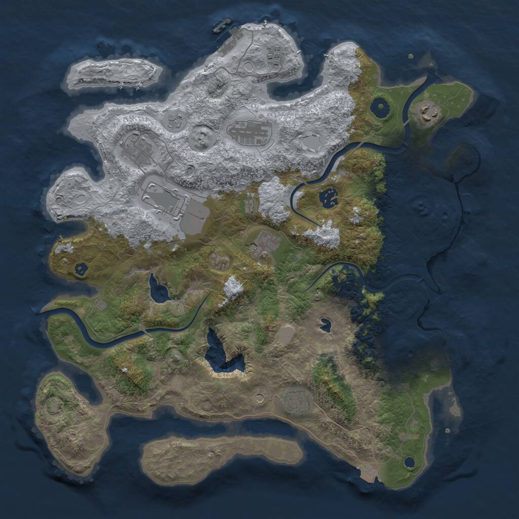 Rust Map: Procedural Map, Size: 4000, Seed: 3245654, 14 Monuments