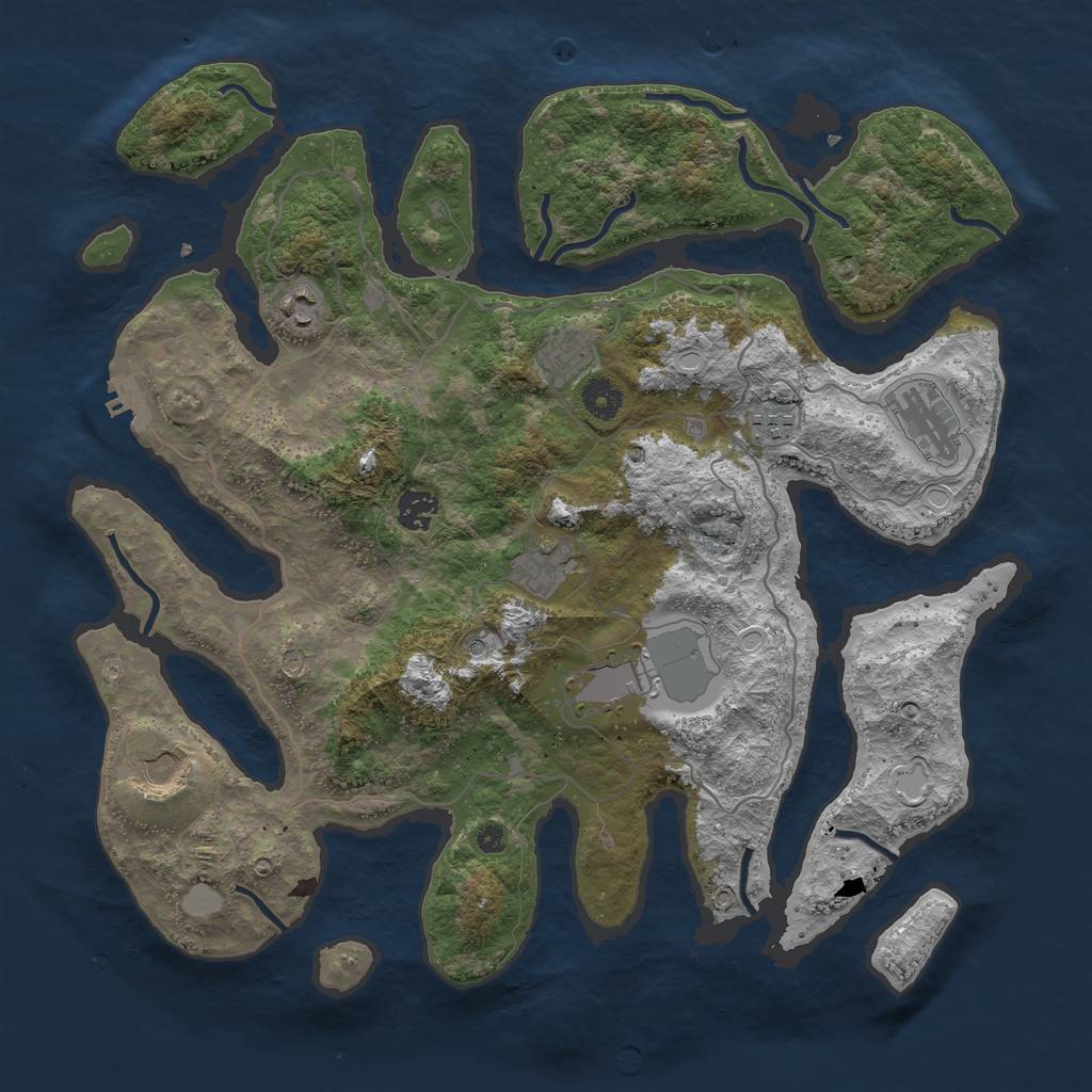 Rust Map: Procedural Map, Size: 4000, Seed: 1825753223, 15 Monuments