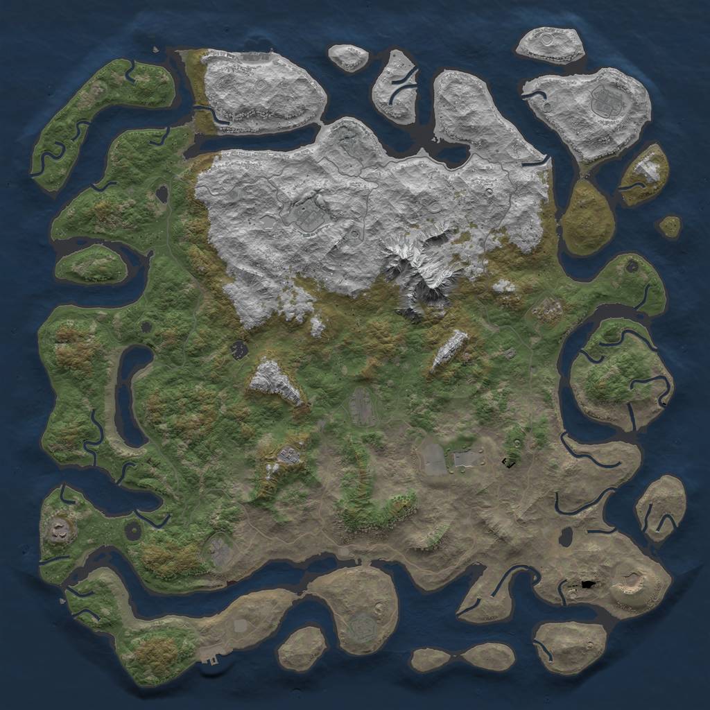 Rust Map: Procedural Map, Size: 6000, Seed: 600423501, 19 Monuments