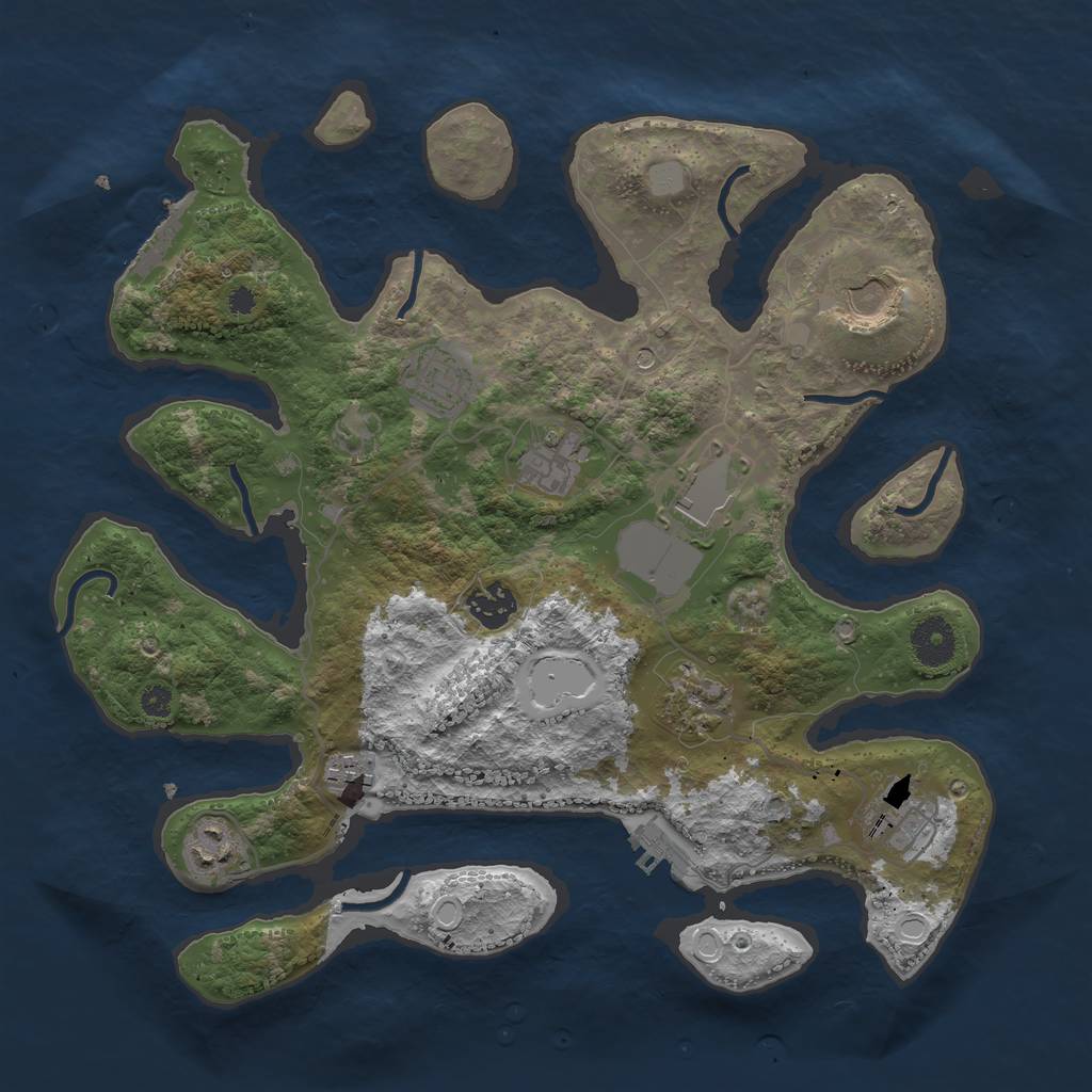 Rust Map: Procedural Map, Size: 3550, Seed: 501280, 17 Monuments