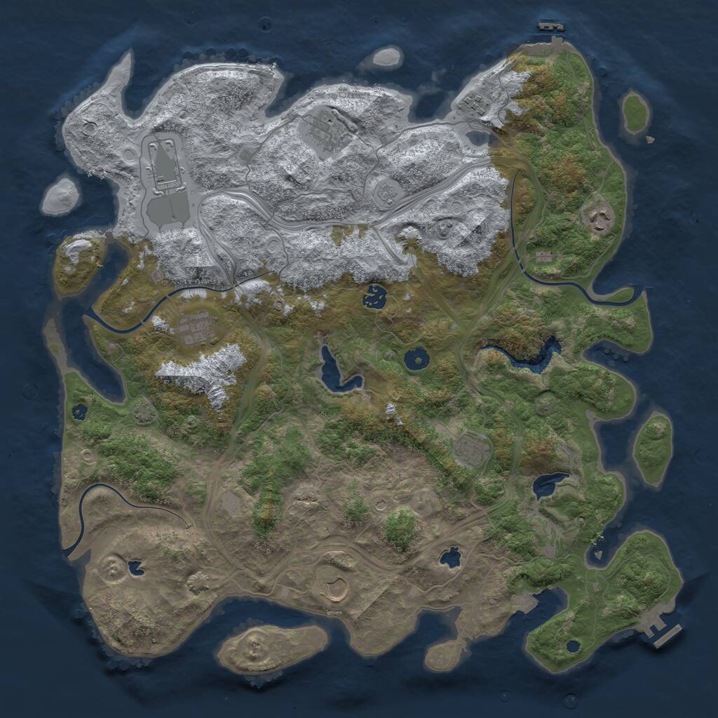 Rust Map: Procedural Map, Size: 4500, Seed: 290337237, 14 Monuments