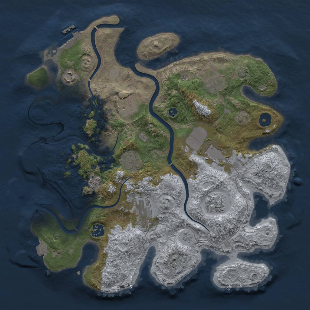 Rust Map: Procedural Map, Size: 3550, Seed: 573336, 15 Monuments