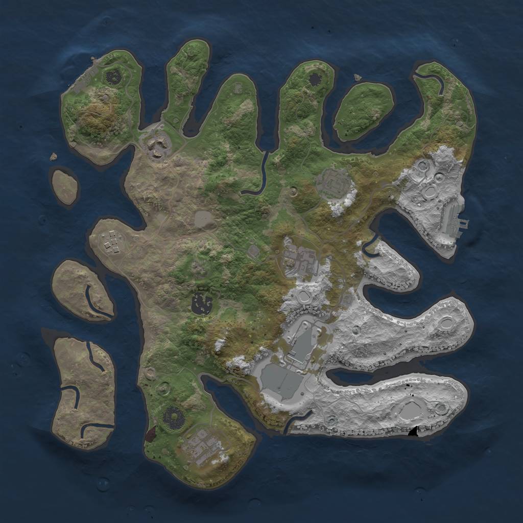 Rust Map: Procedural Map, Size: 3500, Seed: 6823456, 15 Monuments