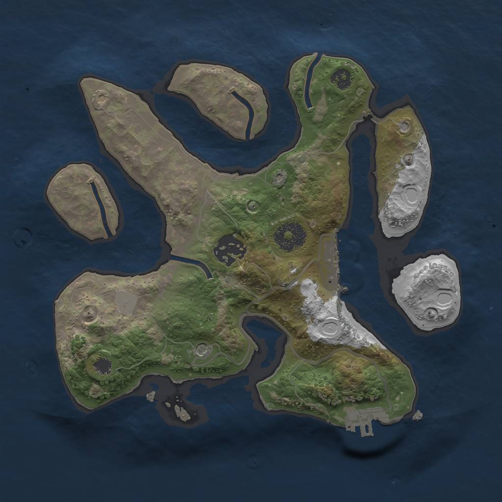 Rust Map: Procedural Map, Size: 2500, Seed: 23429834, 9 Monuments