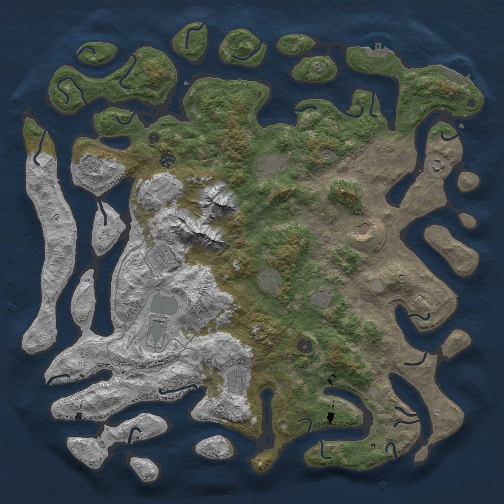 Rust Map: Procedural Map, Size: 5000, Seed: 67547890, 18 Monuments