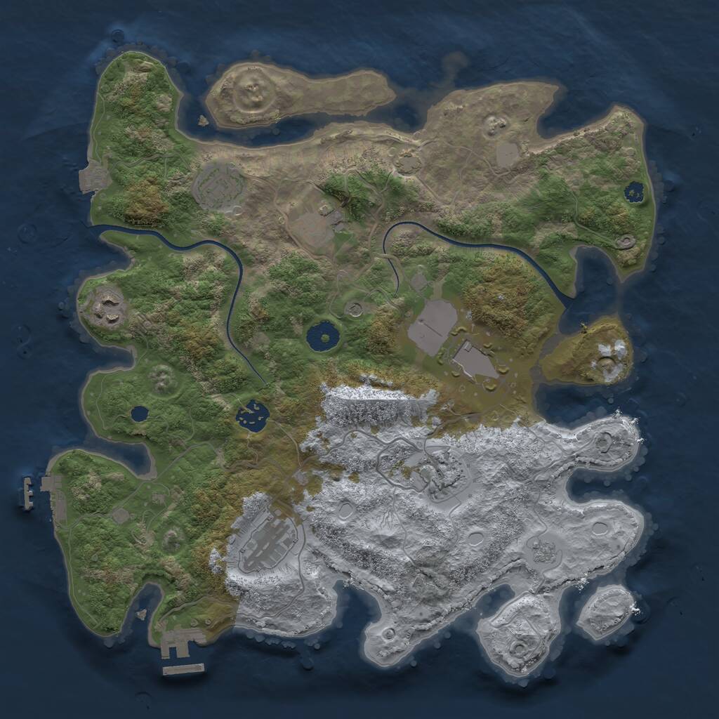 Rust Map: Procedural Map, Size: 3500, Seed: 696960, 13 Monuments
