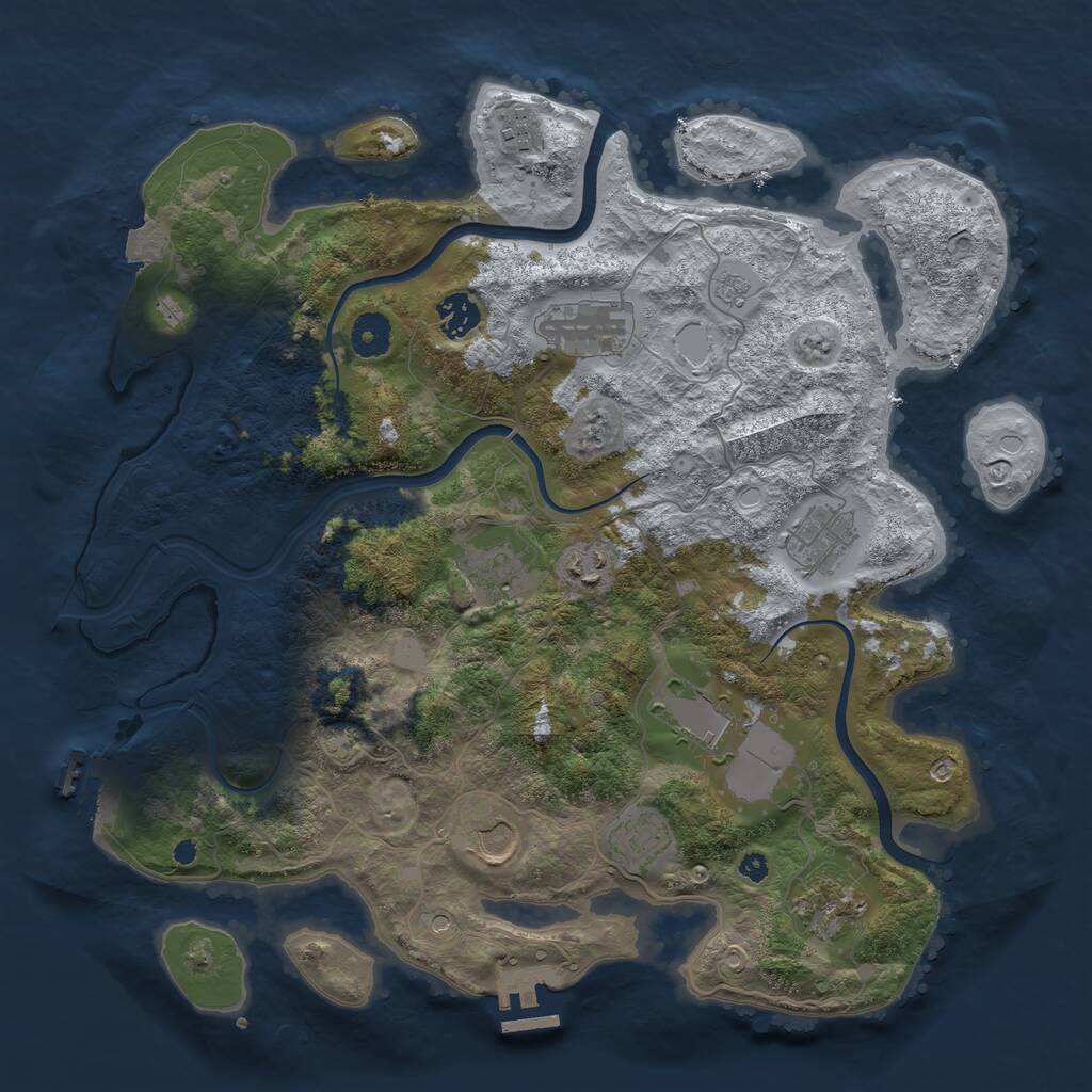 Rust Map: Procedural Map, Size: 3800, Seed: 15599, 16 Monuments