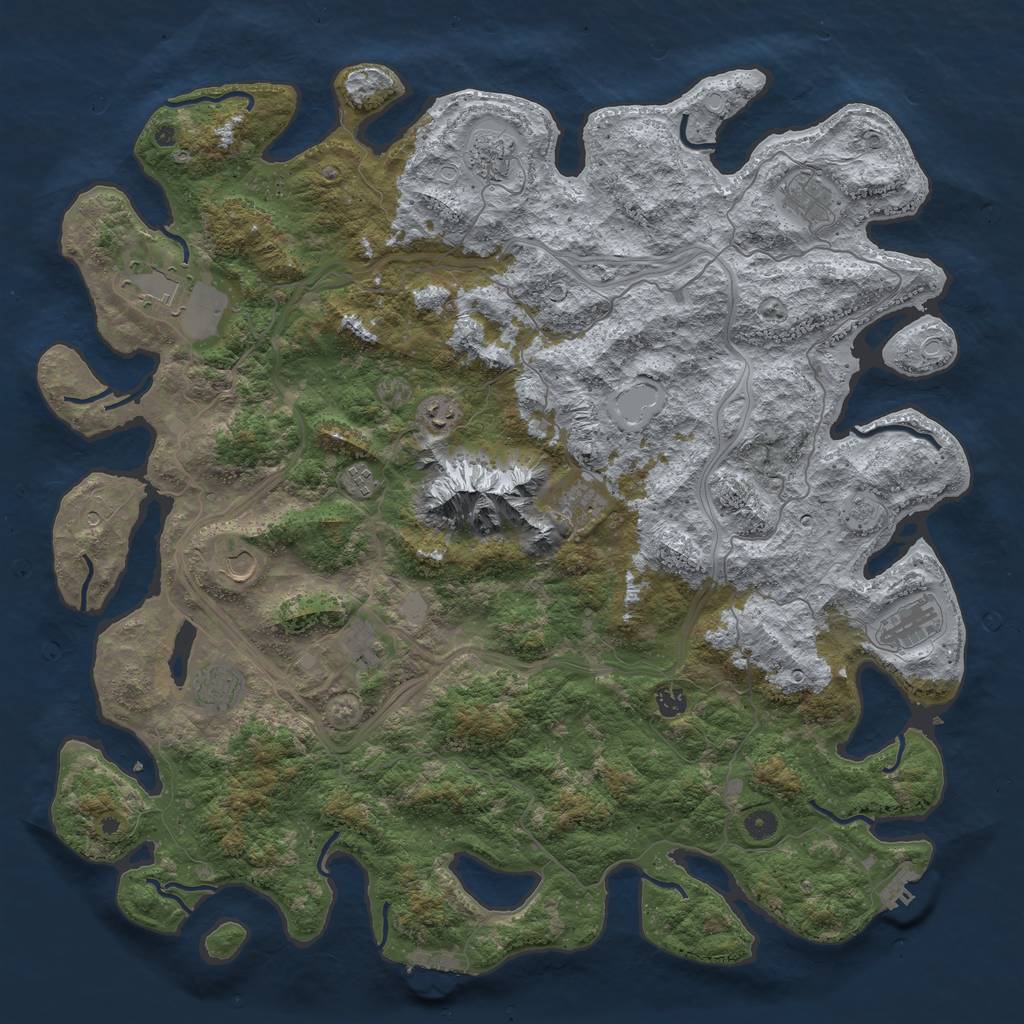 Rust Map: Procedural Map, Size: 5000, Seed: 600345, 18 Monuments