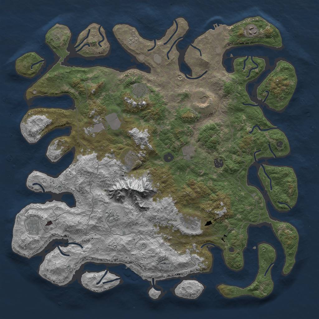 Rust Map: Procedural Map, Size: 5000, Seed: 569637, 19 Monuments