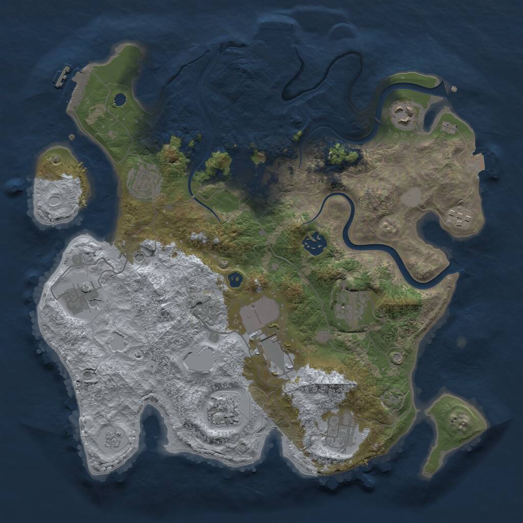 Rust Map: Procedural Map, Size: 3500, Seed: 1902179633, 16 Monuments