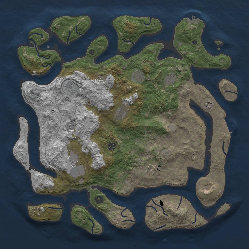 Rust Map: Procedural Map, Size: 4500, Seed: 1855190249, 18 Monuments