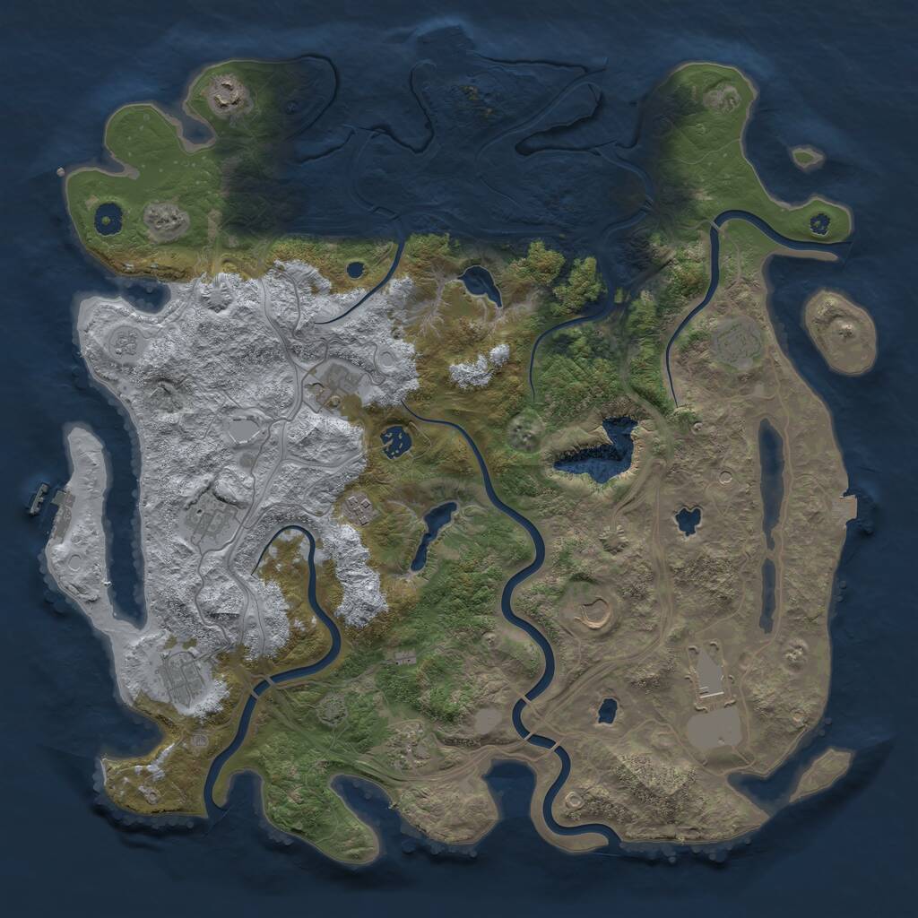 Rust Map: Procedural Map, Size: 4500, Seed: 1855190249, 16 Monuments