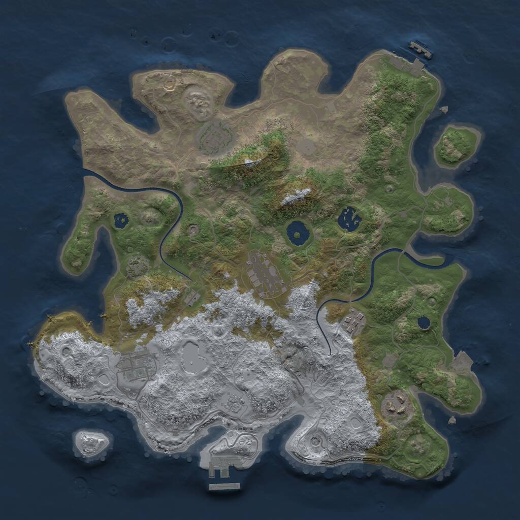 Rust Map: Procedural Map, Size: 3400, Seed: 31311, 12 Monuments
