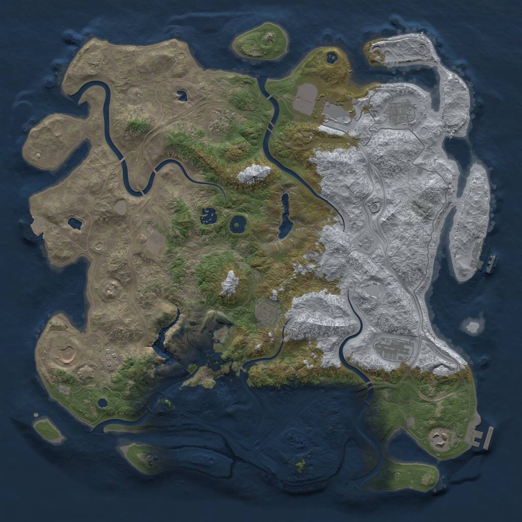 Rust Map: Procedural Map, Size: 4500, Seed: 1254863215, 17 Monuments